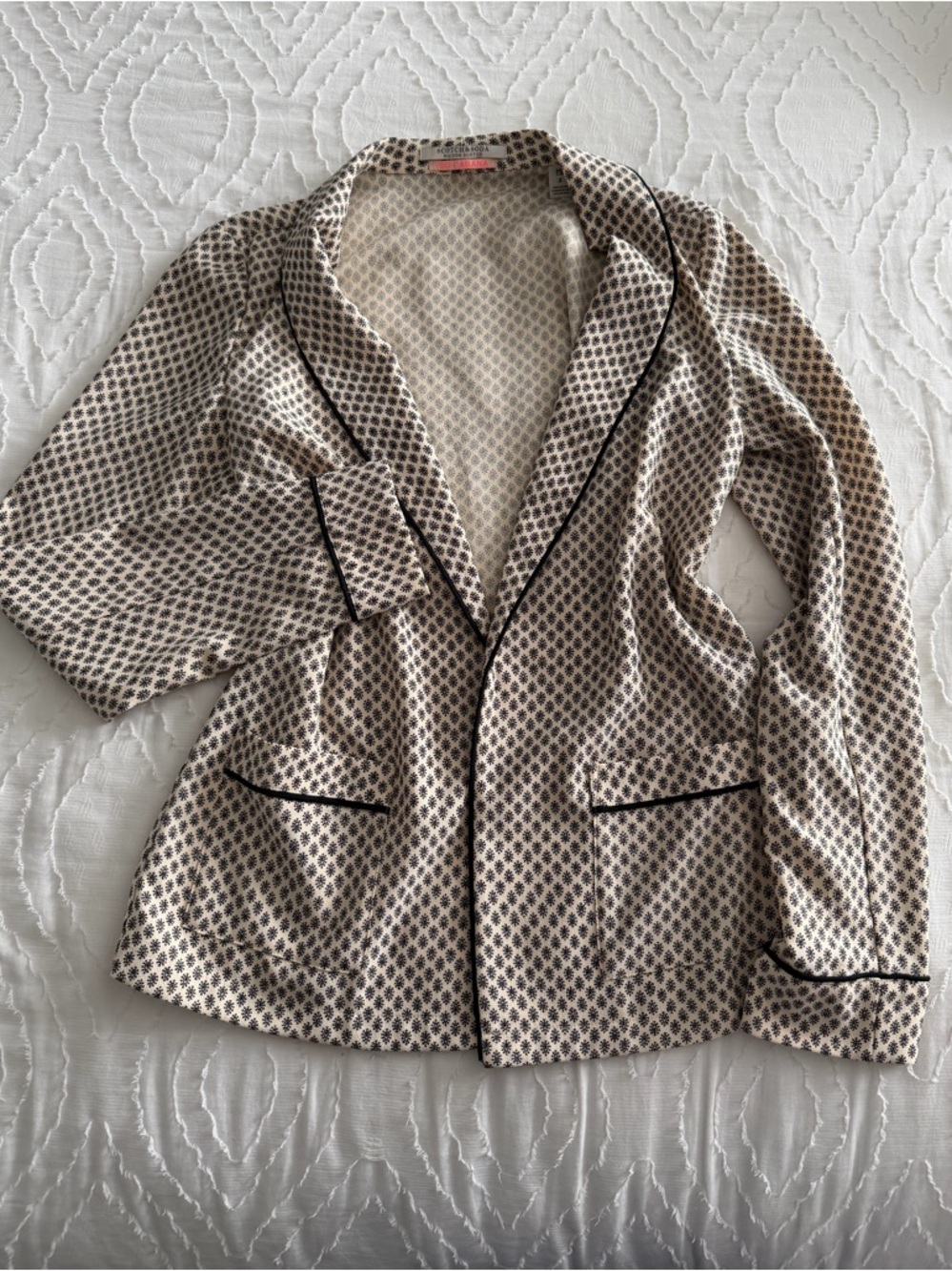 Scotch & Soda Cream Blazer with Black Piped Trim